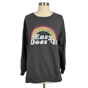 Wildfox Size M Easy Does It Sweatshirt Rainbow Grey Long Sleeve Comfort Women's